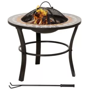 Image of Outsunny 60cm Outdoor Fire Pit Table with Mosaic Outer