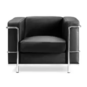Image of Modern Leather Faced Padded Armchair