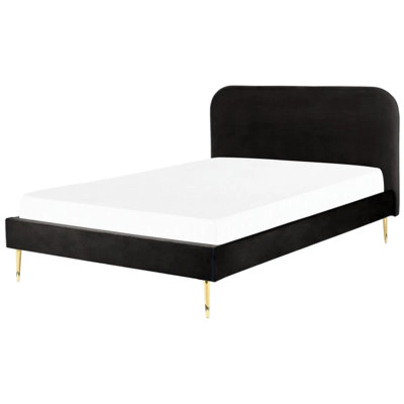 Image of Beliani Bed Velvet Flayat 160 X 200 Cm (Eu King Size) Black
