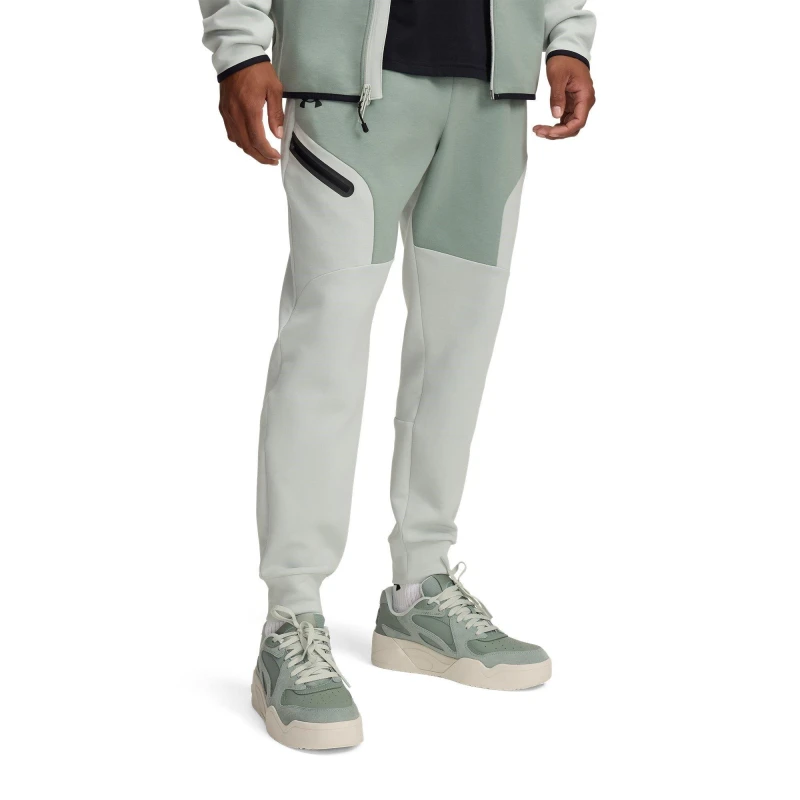 Image of Under Armour Mens Unstoppable Closed Hem Fleece Joggers Green/Black male S