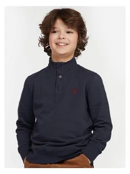 Image of Barbour Boys Half Snap Sweat Top - Navy, Size 10-11 Years