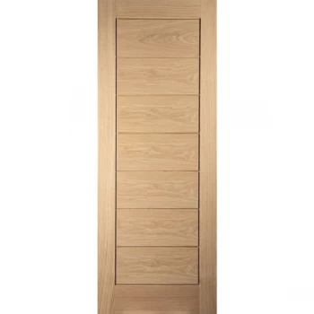 image of JELD-WEN Curated Oregon Horizontal Cottage Fully Finished Oak Internal Flush FD30 Fire Door - 1981mm x 686mm (78 inch x 27 inch)