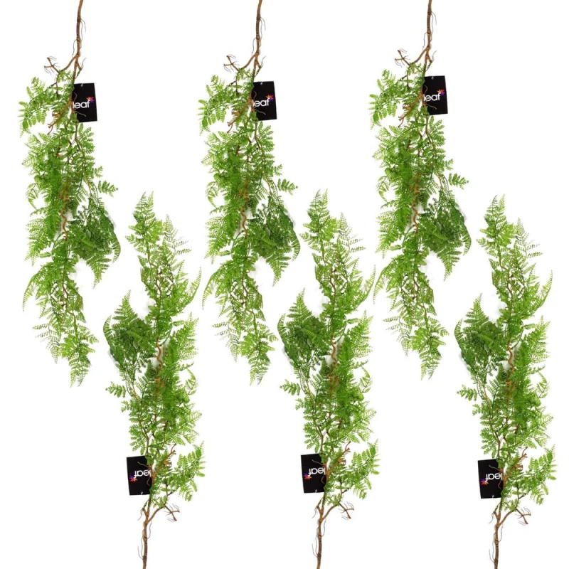 Image of Leaf 6 x 100cm Artificial Hanging Maidenhair Fern Plant Dark Green Green unisex