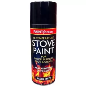 image of Paint Factory - Black Stove Spray Paint High Temperature Fire Burner bbq Heat Resistant - 400ml