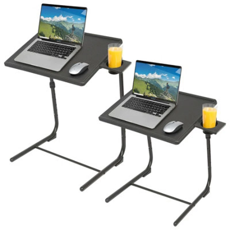 Image of Harbour Housewares Height Adjustable Folding Laptop Tables - Black - Pack of 2 Black Unisex