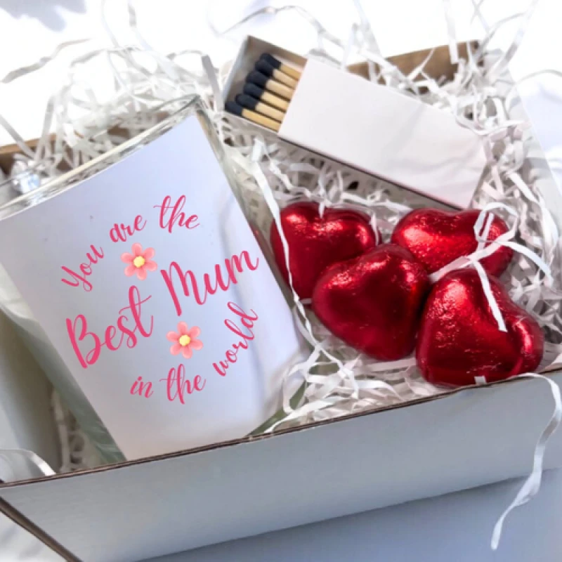 Image of Aye Do Gifts You're The Best Mum In The World Candle Gift Set Mothers Day Birthday Gift for Mum Message Candle For Mum Mothers Day Hamper UK