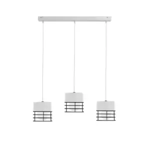 image of Ohio Bar Pendant Ceiling Light White, Black, 60cm, 3x E27