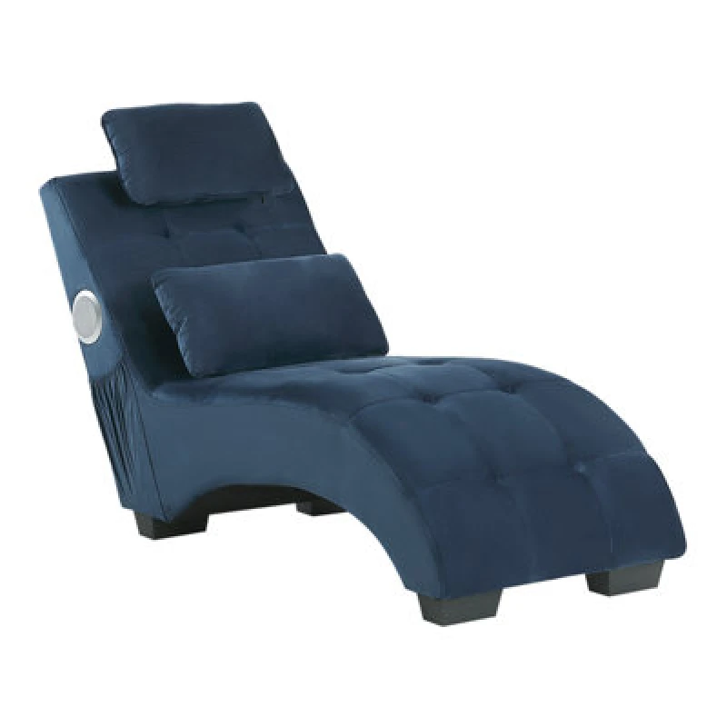 Image of Beliani Chaise Longue Simorre Velvet Dark Blue With Built-In Bluetooth Speaker