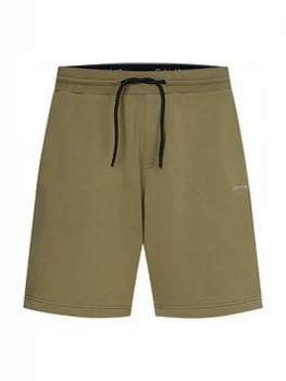 Image of Calvin Klein Big & Tall Small Logo Jersey Shorts - Delta Green, Delta Green, Size 2XL, Men