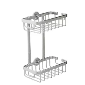 image of Croydex Premier 2 Tier Cosmetic Basket/Shower Caddy - Chrome