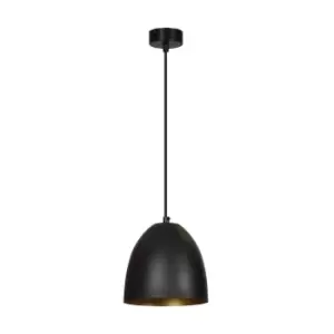 image of Lenox Black/Gold Dome Pendant Ceiling Light 1x E27