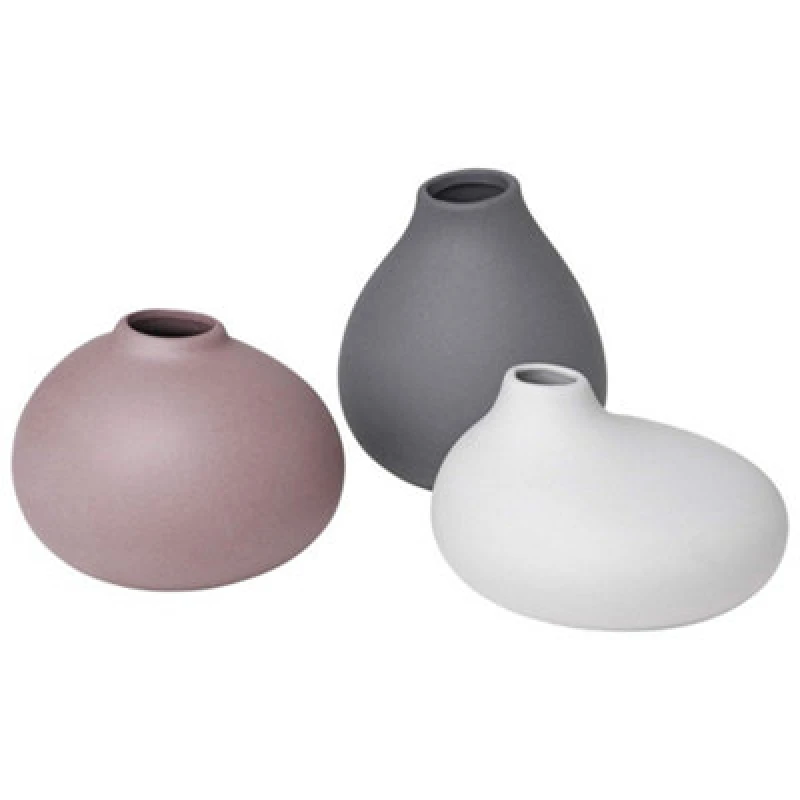 Image of Blomus Nona Set Of 3 Porcelain Vases - Bark/micro Chip