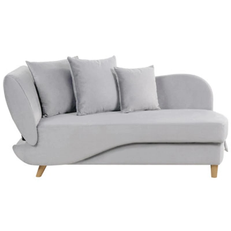 Image of Beliani Left-Hand Chaise Lounge Meri Velvet Light Grey With Storage