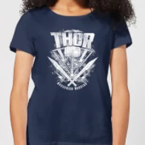 Image of Marvel Thor Ragnarok Thor Hammer Logo Womens T-Shirt - Navy - XXL