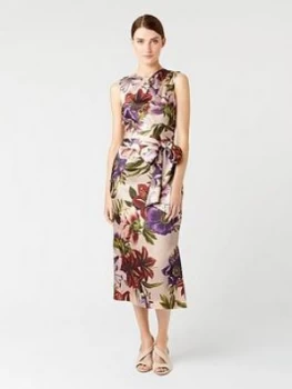 Image of HOBBS Printed Thao Dress - Blush Multi, Blush Multi, Size 8, Women