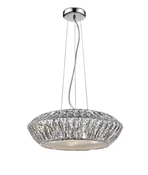 image of Armel 5 Light LED Crystal Chrome Pendant Ceiling Light