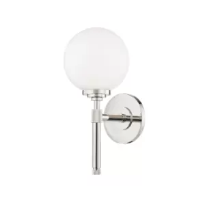 Image of Bowery 1 Light Bath Bracket Polished Nickel, Glass