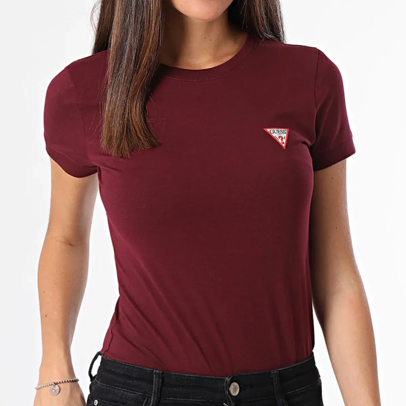 Image of Guess Womens T-Shirt Guess Mini Triangle Rouge Female S