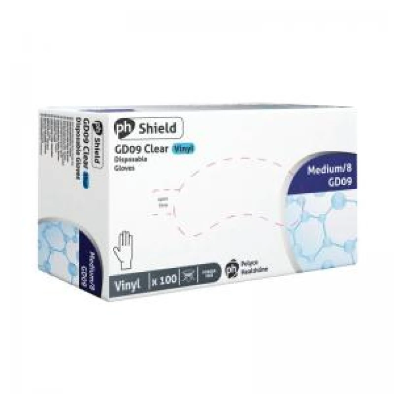 Image of Shield Powder-Free Vinyl Gloves Clear M (100 Pack) GD09 - M