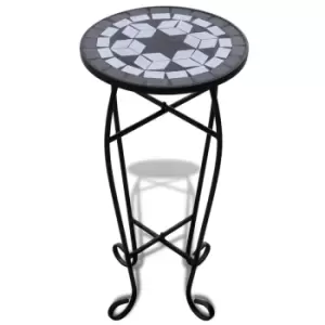 image of Vidaxl Mosaic Side Table Plant Table - Black And White