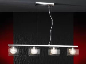 image of Eclipse 4 Light Crystal Bar Ceiling Pendant Chrome, G9