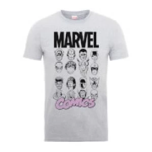 image of Marvel Comics Multi-Faces Mens Grey T-Shirt - L