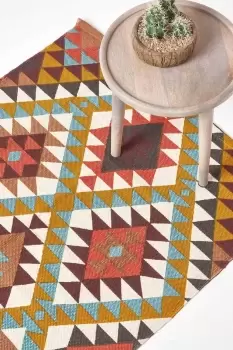 Image of Oslo Multi Coloured Cotton Diamond Pattern Rug