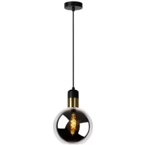 image of Lucide JULIUS - Pendant Light - Ø20cm - 1xE27 - Smoke Grey