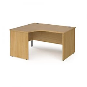 image of Dams International Left Hand Ergonomic Desk with Oak Coloured MFC Top and Graphite Panel Ends and Silver Frame Corner Post Legs Contract 25 1400 x 120