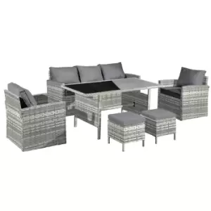 image of Oseasons Fiji Rattan 7 Seat Lounge Dining Set In Dove Grey