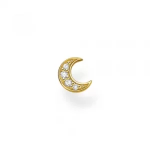 image of THOMAS SABO Gold Plated Cubic Zirconia Moon Single Stud Earring...