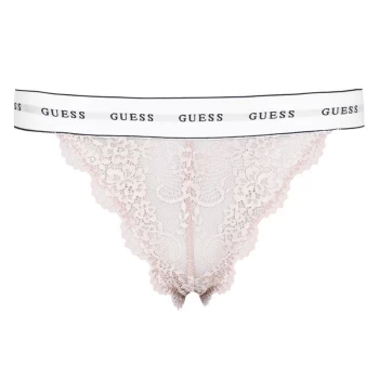 image of Guess Flower Lace Brazilian Briefs - White