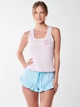 Image of Boux Avenue Starfish Vest & Short - Pink Mix, Pink, Size 10, Women