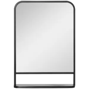 Image of HOMCOM Modern Square Wall Mirror with Storage Shelf, 70 x 50cm Mirrors for Living Room, Bedroom, Black
