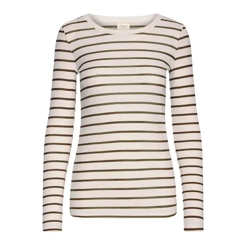 Image of fransa Womens T-Shirt fransa Hizamond Stripe 33 Beige Female M