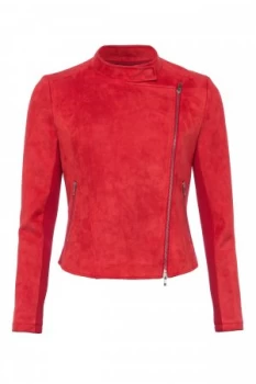 Image of French Connection Ellef Suedette Biker Jacket Red