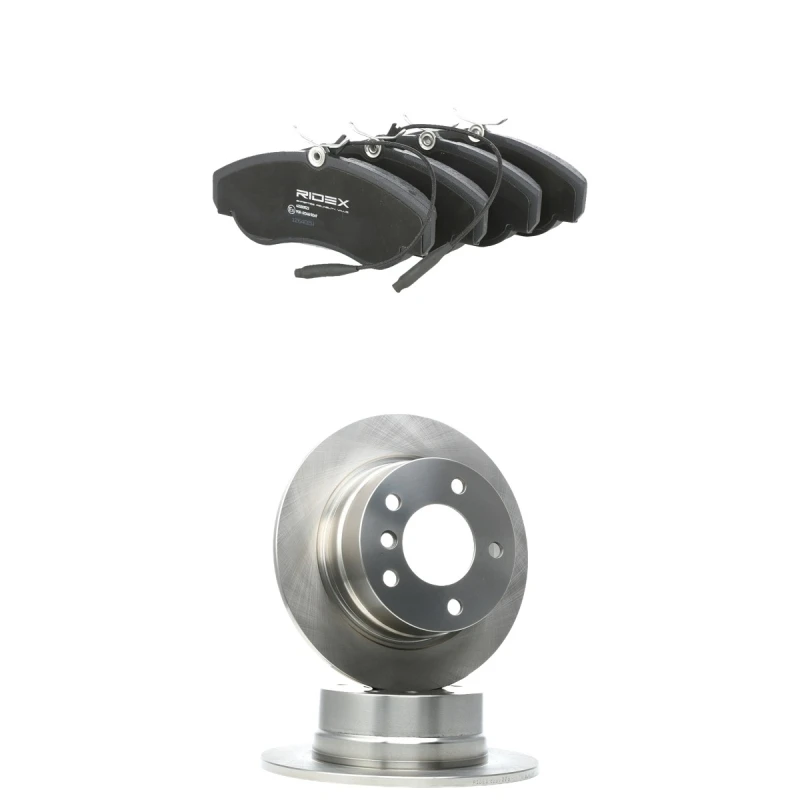 Image of RIDEX 3405B2472 Brake disc and pads set Rear Axle, Brake Disc Type: Solid, excl. wear warning contact Brake Set,disc brakes (3405)