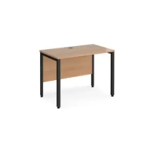 image of Office Desk 1000mm Rectangular Desk With Bench Leg Beech Tops With Black Frames 600mm Depth Maestro 25