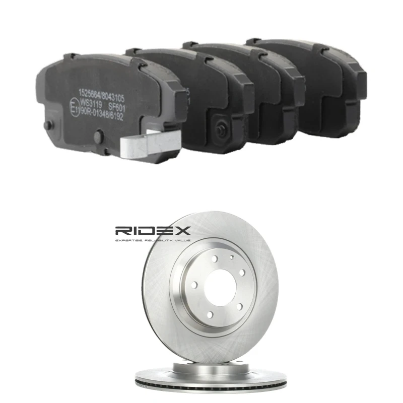 Image of RIDEX 3405B2426 Brake disc and pads set Rear Axle, Brake Disc Type: internally vented Brake Set,disc brakes (3405)