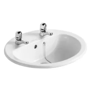 image of Armitage Shanks Orbit 21 Countertop Basin 2 Tap Holes 550 mm 248801 - 428895