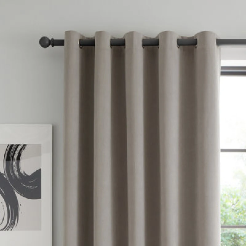 Image of Catherine Lansfield Wilson Velvet Thermal Ready Made Eyelet Door Curtain Grey