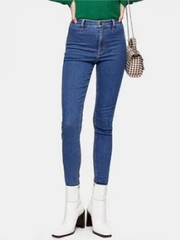 Image of Topshop High Waisted Skinny Joni Jeans - Blue, Size 28, Inside Leg 30, Women