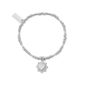 image of ChloBo Childrens Silver Personalised Pumpkin Raised Heart Bracelet