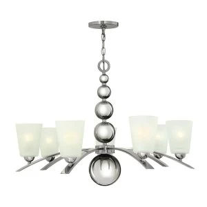 image of 7 Light Multi Arm Chandelier Polished Nickel Finish, E27