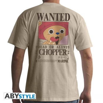 image of One Piece - Wanted Chopper Mens X-Large T-Shirt - Beige