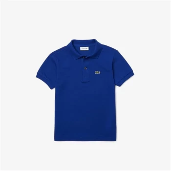 image of Lacoste Junior Boys Pique Logo Polo Shirt - Blue BDM