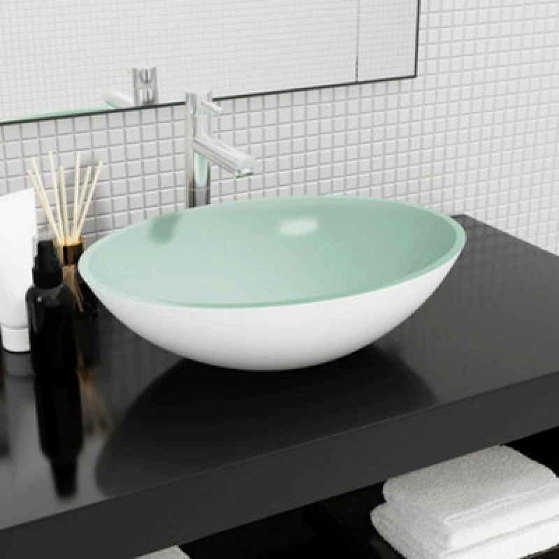 Image of vidaXL Basin Ceramic White Triangle 645x455x115 mm, White 142997