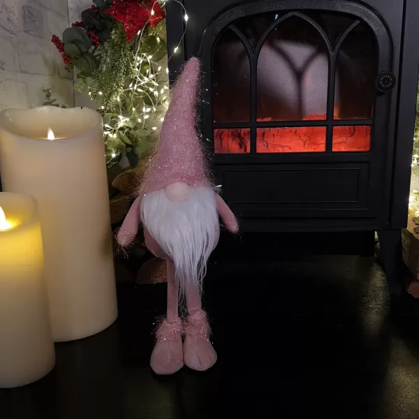 image of 42cm Christmas Standing Gonk Decoration with Pink Tinsel Hat