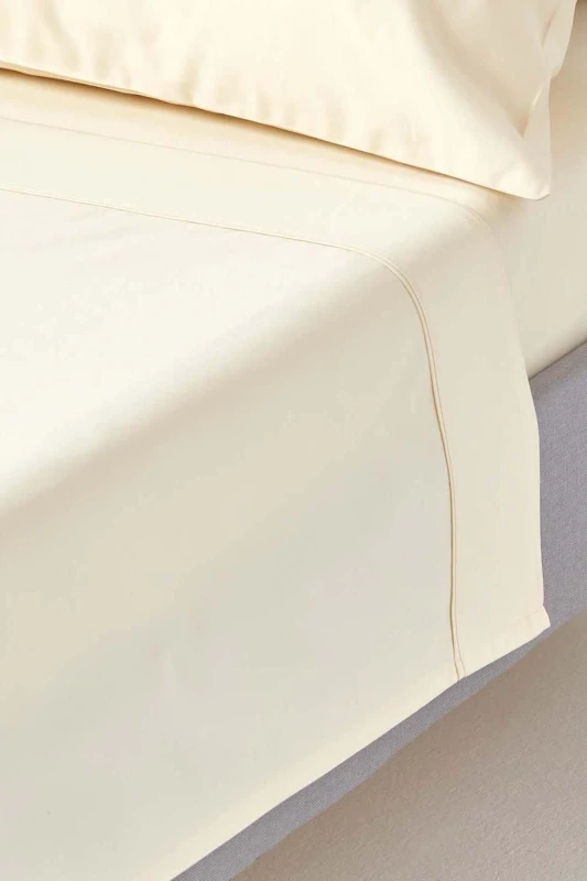 Image of Homescapes Cream Egyptian Cotton Flat Sheet 1000 Thread Count, Double
