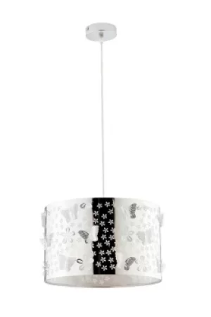 image of BUTTERFLY Cylindrical Pendant Ceiling Light Chrome 35x22cm